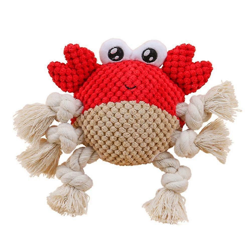Bite Training Tug Interactive Plush Toy Pet Dog Squeaking Sound Chewing Toy St - Crab