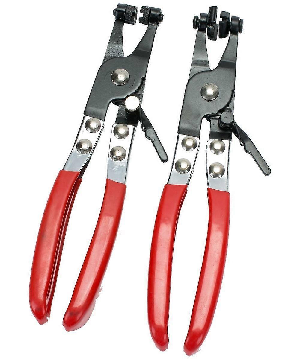 Hose Clamp Pliers 2 pc Tool Set Locking Flat Band Ring Spring Type Swivel,