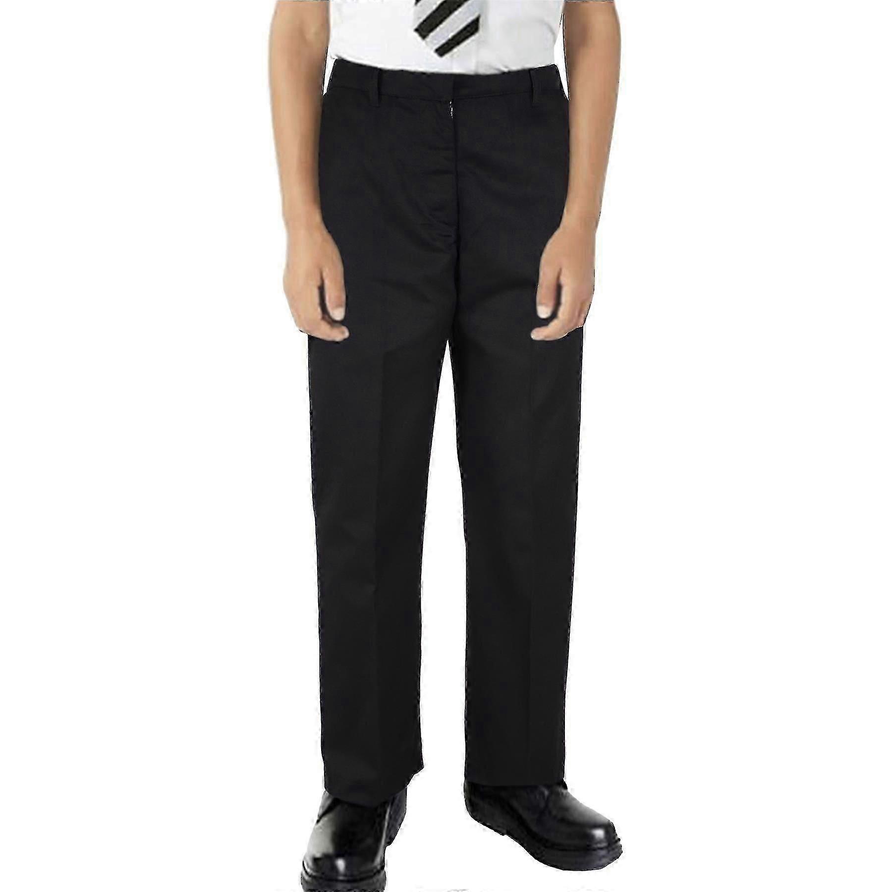 Kids Boys Pants Plain School Uniform Pull Up Regular Fit Elasticated Trouser