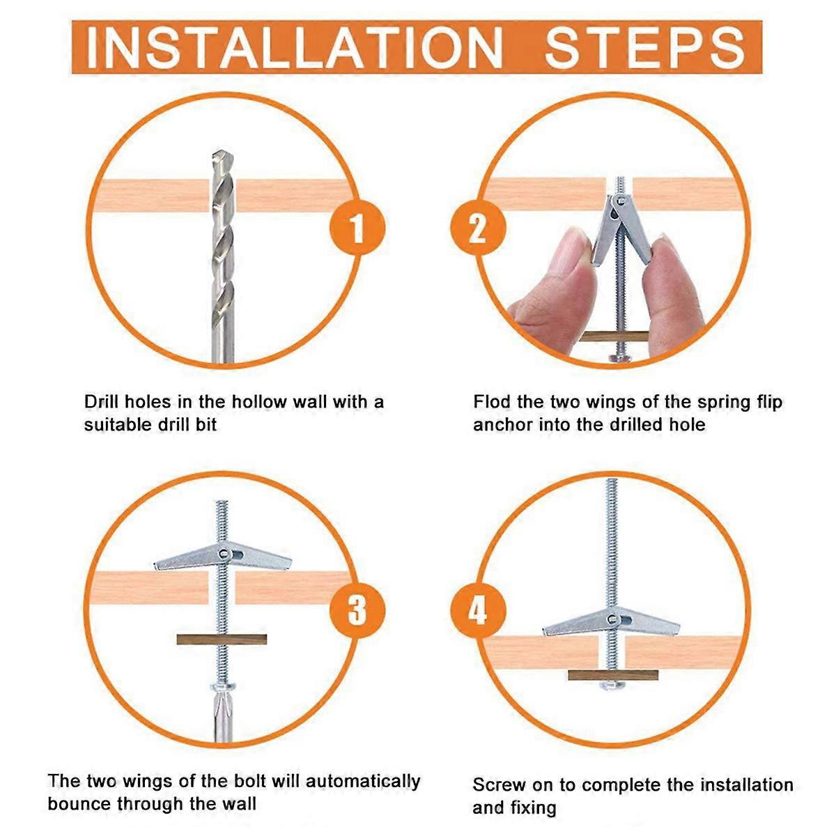 25Sets Toggle Bolt and Bolt,Wing Nut Kit