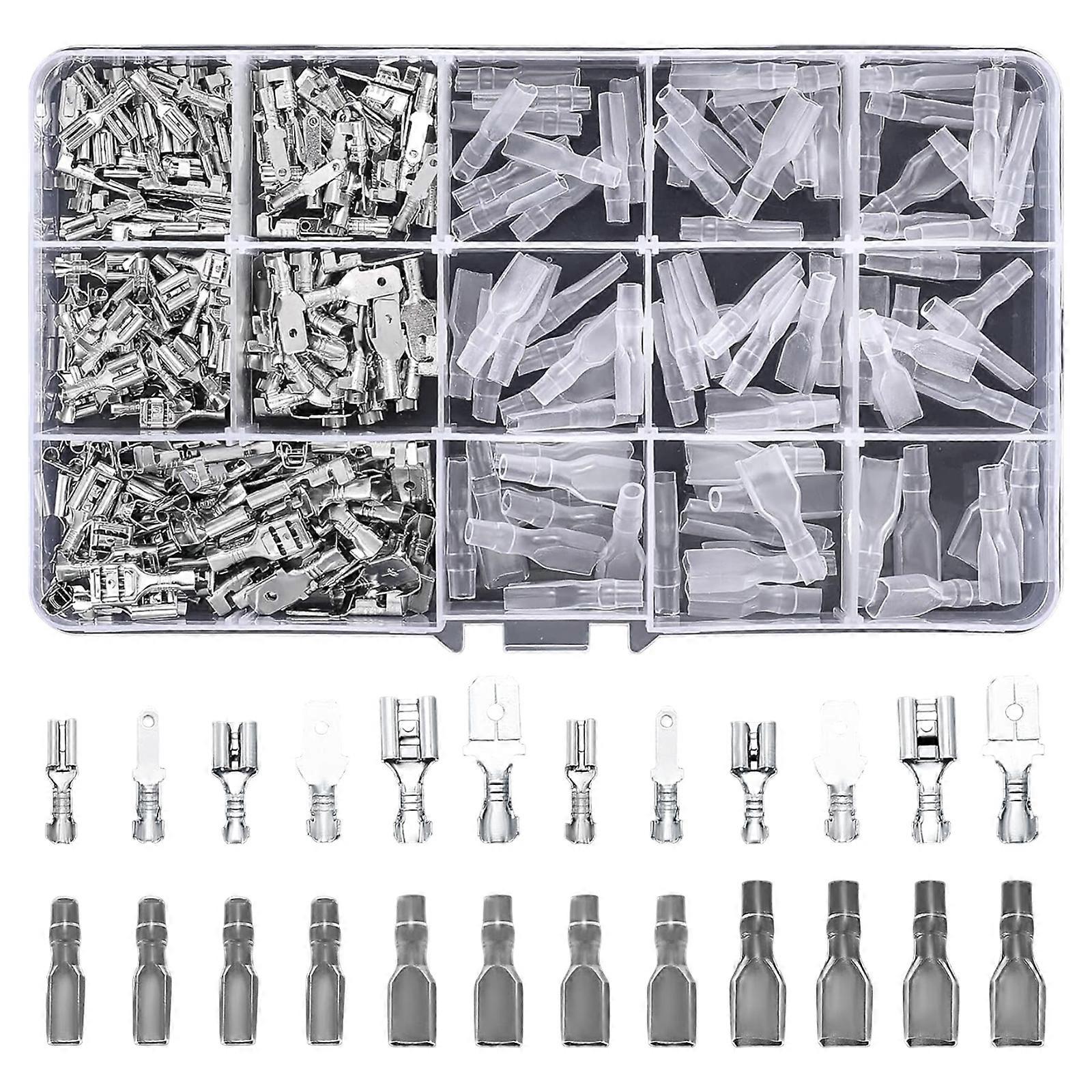 540pcs Comprehensive Electrical Spades Terminals Set with Insulation Sleeves multifunction Wire Spades Connector with Storage