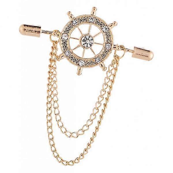 Elegant Chain Brooch with Rudder Design for Men's Formal Attire