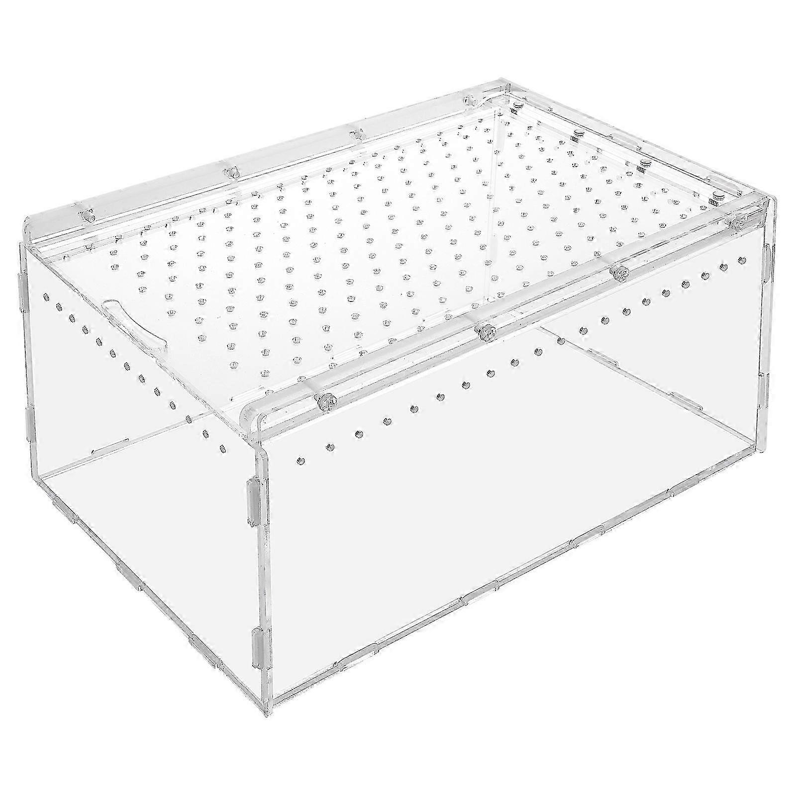 爬虫類飼育ケージ 透明アクリル製 給餌ボックス トカゲ ヤモリ ヘビ用 30x20x15cm
