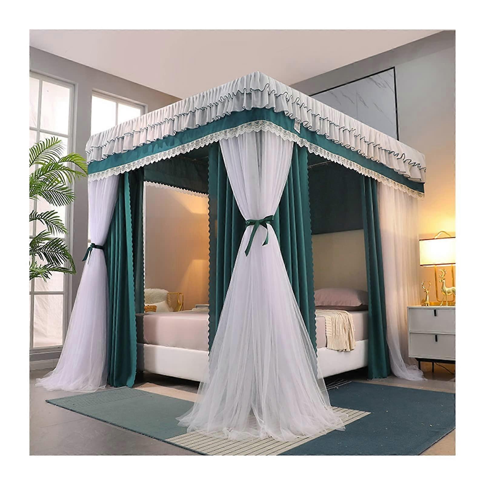 Bed Canopy Dustproof Mosquito Net, Luxury Queen-Size Fine-Mesh Nylon Bed Curtain, Double Shade Windproof