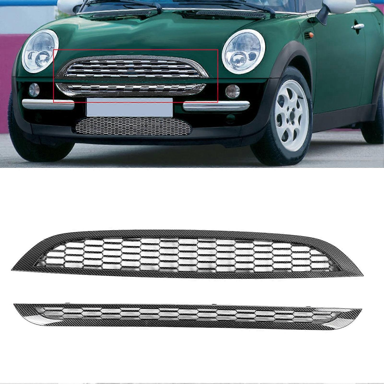 Front Mesh Grille Insert Panel 51137026202 Stylish Look Upper Lower Front Bumper Mesh Grille Insert for R50 R53 R52 Carbon Fiber Style 