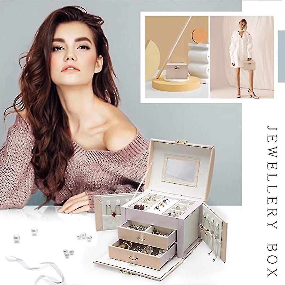 ジュエリーボックス、手作りのフェイクレザージュエリーオーガナイザー