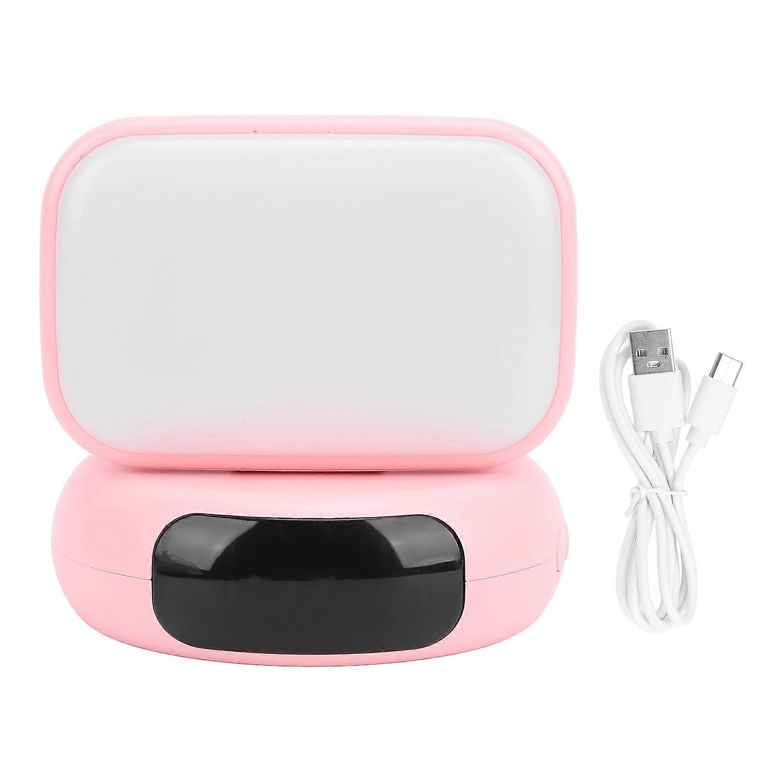 Pink LED Night Light Bluetooth Speaker Alarm Clock with Adjustable Brightness & Rotation