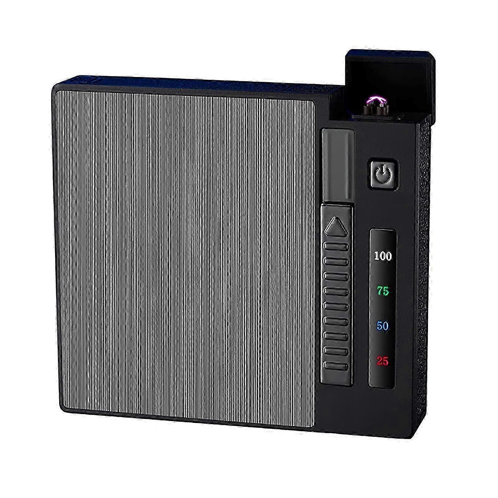 Cigarette Case With Lighter And Digital Battery Gauge