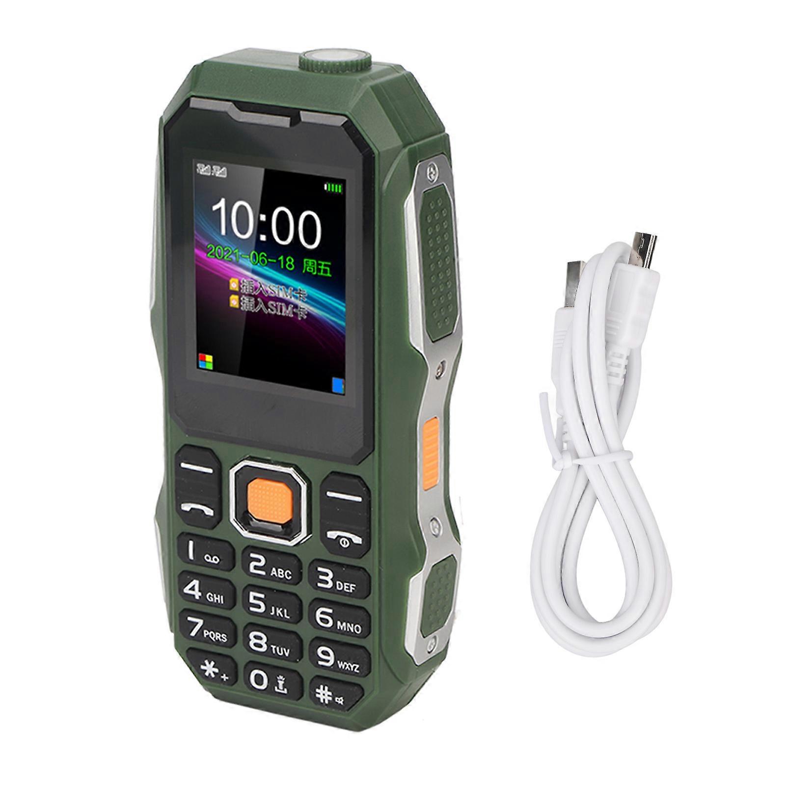W2021 1.8 inch Senior Mobile Phone 5800mAh Mini Three-level Big Horn Mobile Phone Army Green for Elderly