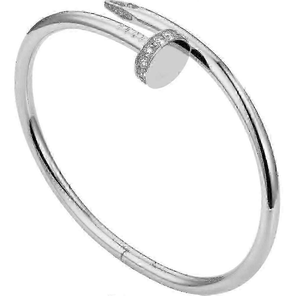 ダイヤモンドアクセントステンレススチールネイルヘッドブレスレット - Silbrig