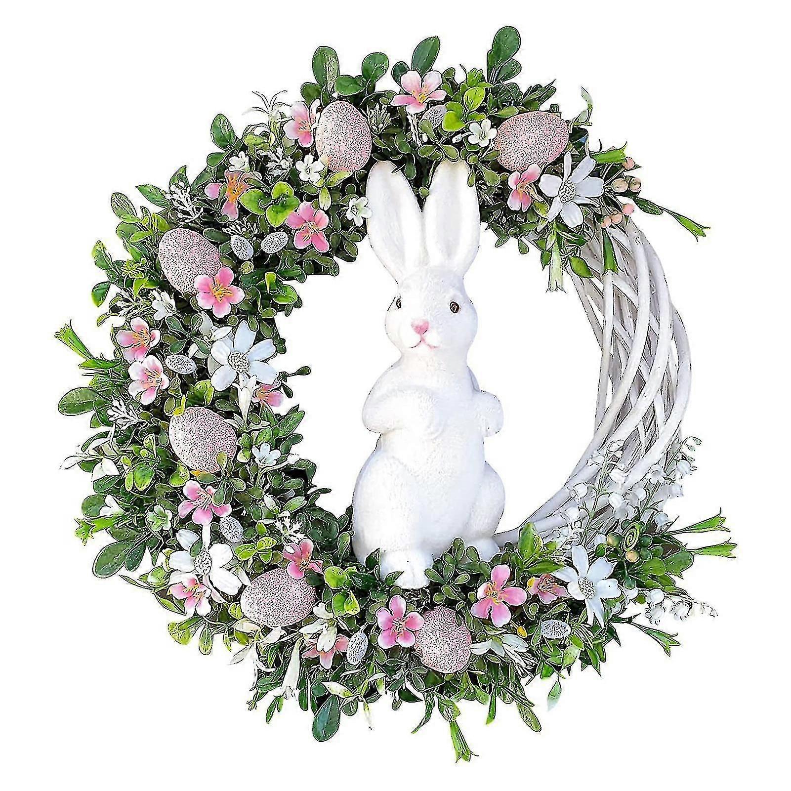 Easter Wreath Flat Printing Egg Garland Pendant With Hanging Rabbit Decoration Home Decor