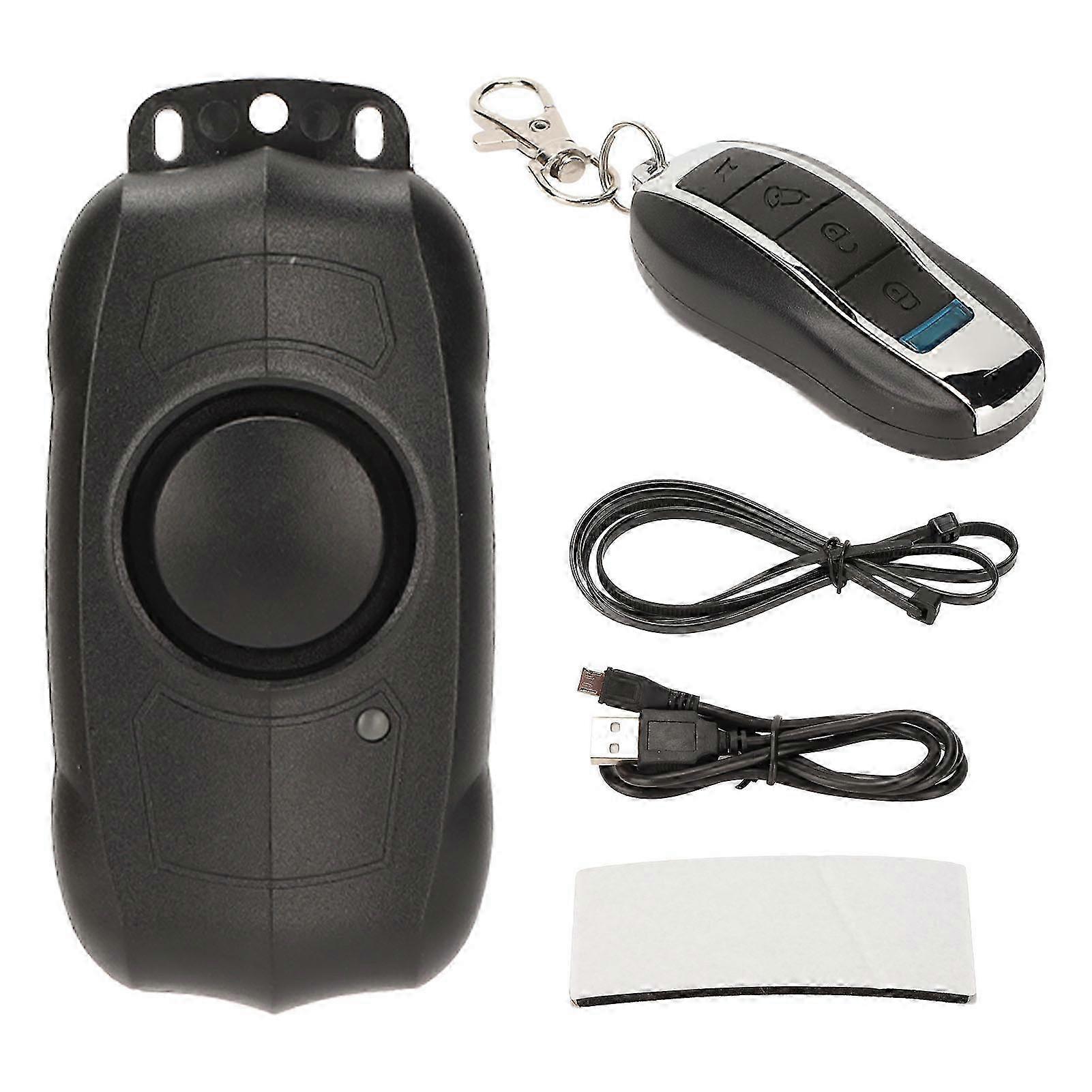 IP55 Waterproof Wireless Bicycle Security Alarm with 113dB Sound and Remote Control, Rechargeable Vibration Alarm for Home Use in Black