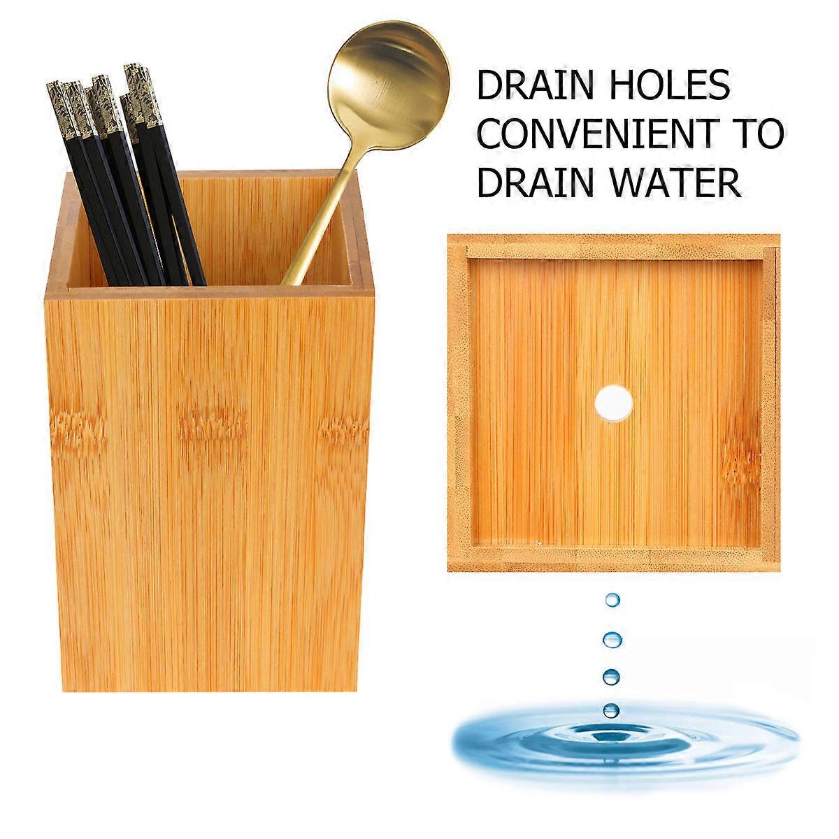 Bamboo Organizer for Cooking Utensils, Drying Canister with Space Optimization Design