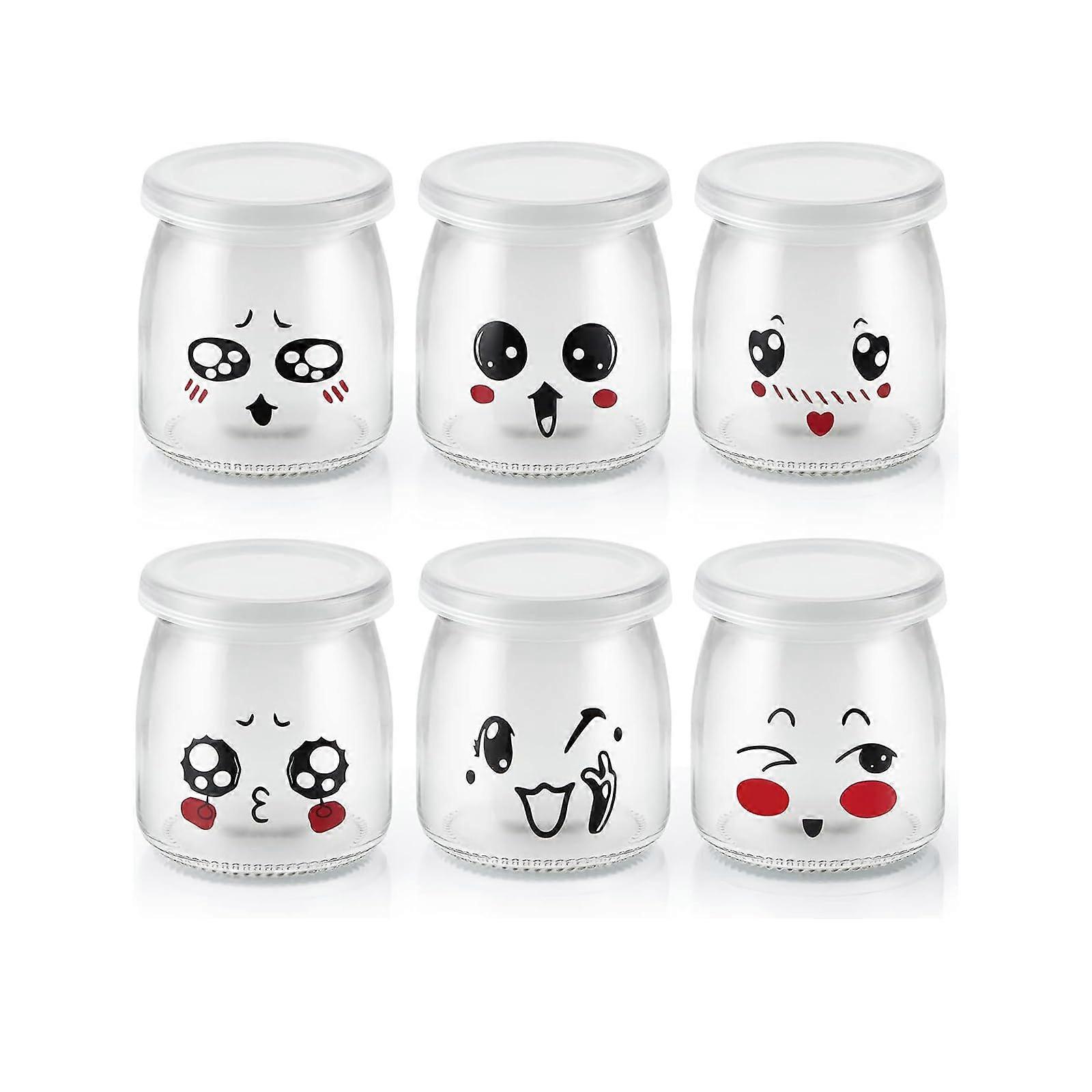 Fllibert 200 ml/136 gr Yoghurt Glasses with Lid, 6 Glasses with Lids Dessert Glasses for Yogurt, Dessert, Overnight Oats, Pudding, Jam