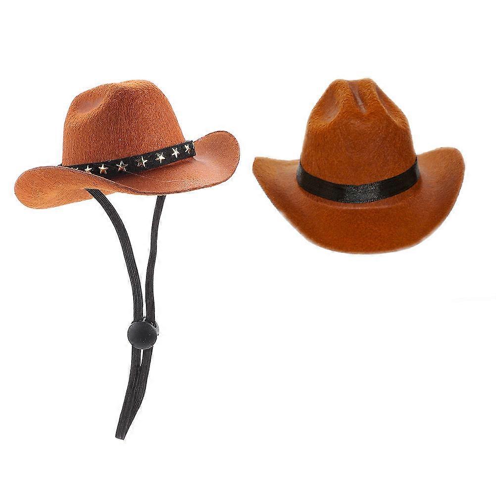 Pet Cowboy Hats Set of 2 Breathable Decorative Accessories for Cats and Dogs, Stylish Outfits for Parties, Photo Shoots and Daily Wear