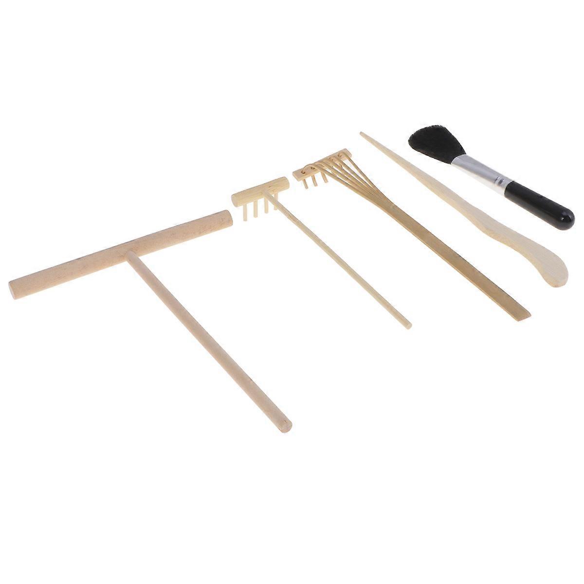 Japanese Rake Set Dual-Purpose Small Rake Meditation Sand Garden Minimalist Style 5Pc