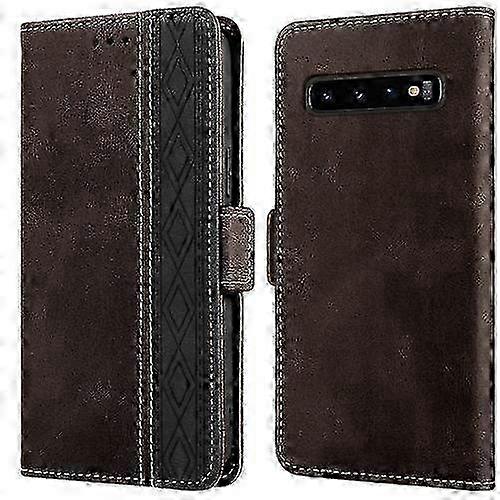 Magnetic Closure Leather Case with RFID Protection for Galaxy S10, Slim Side Design