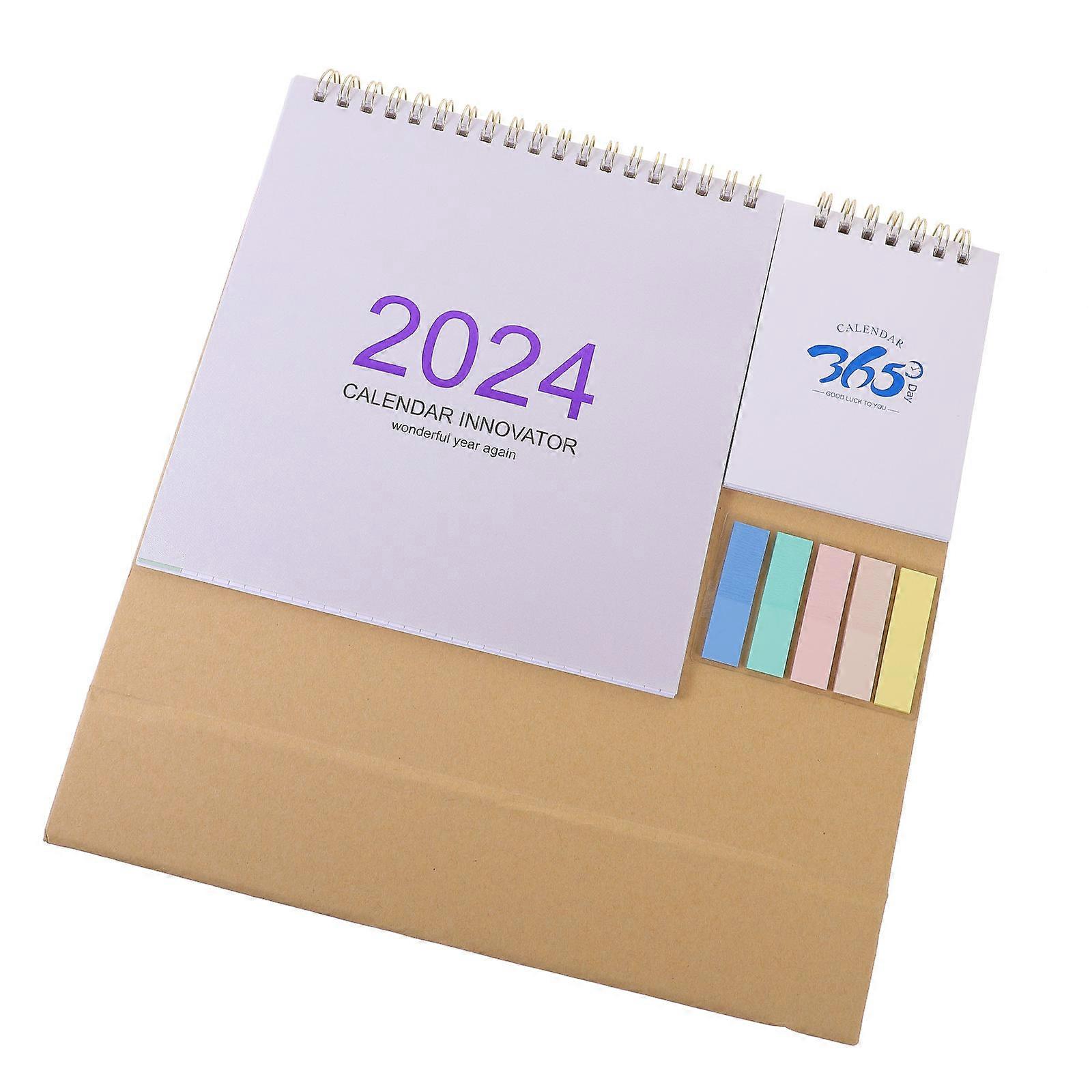Office Desktop Calendar Rectangular Minimalist Design Daily Planning Paper Calfskin Leather Professionals 25.50X21.50X1.50CM 1Set