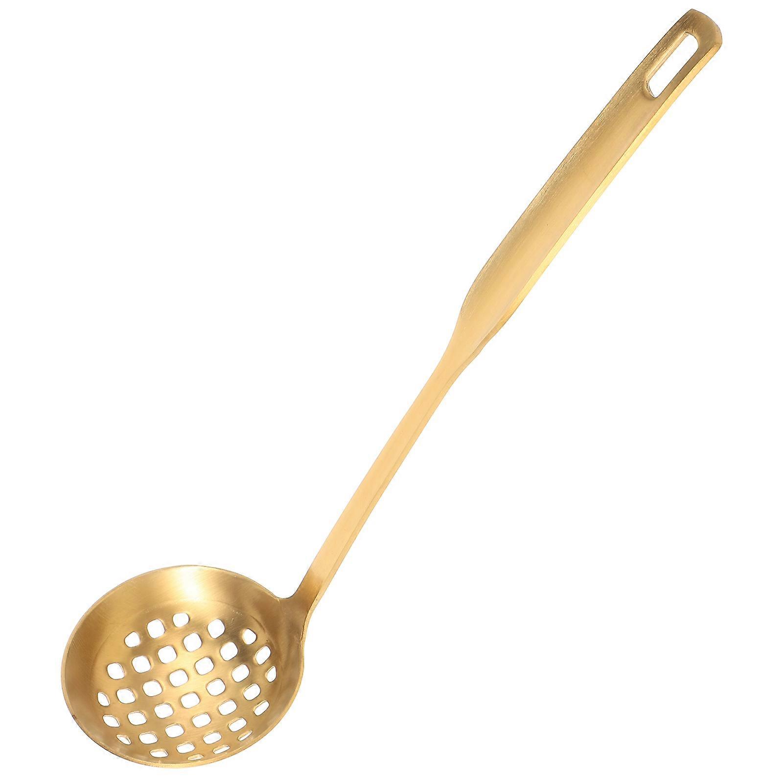 Stainless Steel Slotted Spoon with Ergonomic Handle, Strainer Ladle for Skimming Soups and Straining, Elegant Finish, Versatile Kitchen Utensil