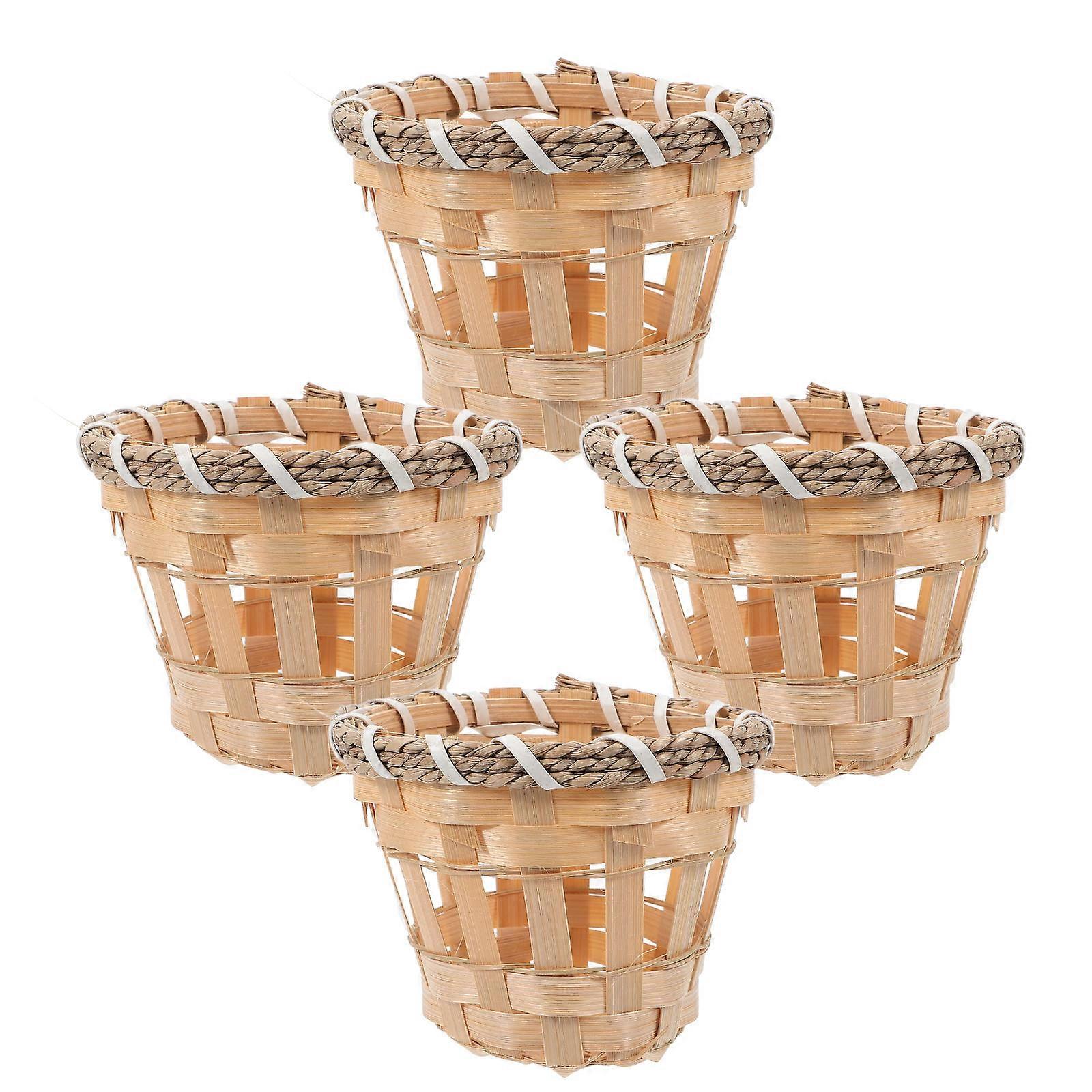 Small Lampshade String Light Woven Cover Home Decoration Round Style 4Pcs