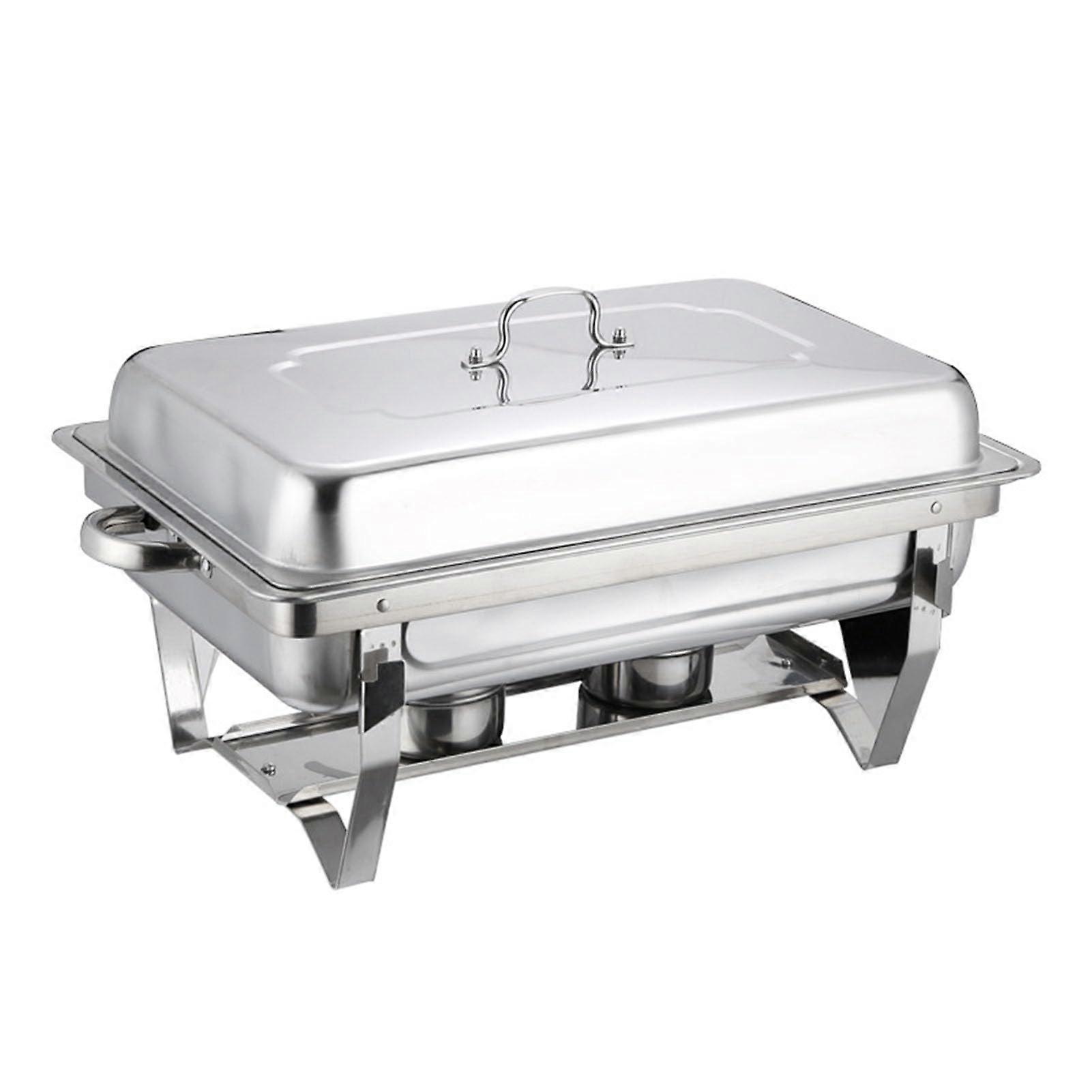 Stainless Steel Warming Container, Chafing Dish Professional Set, Meal Chafing Dish, for Catering, Buffet and Party, Silver, B B Silver