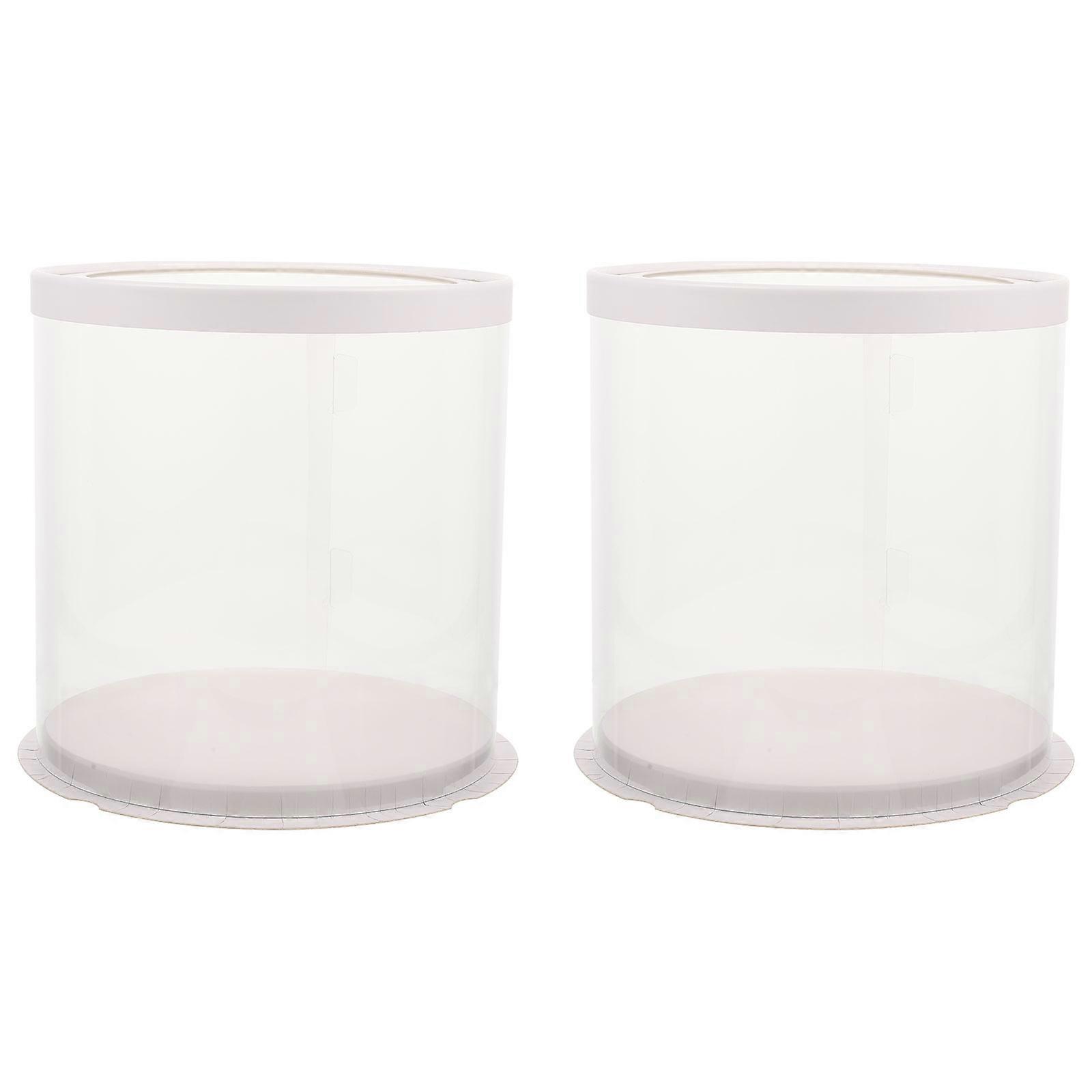 Clear Cake Carrier Round Shape Simple Design For Bakers Protection 2Pcs