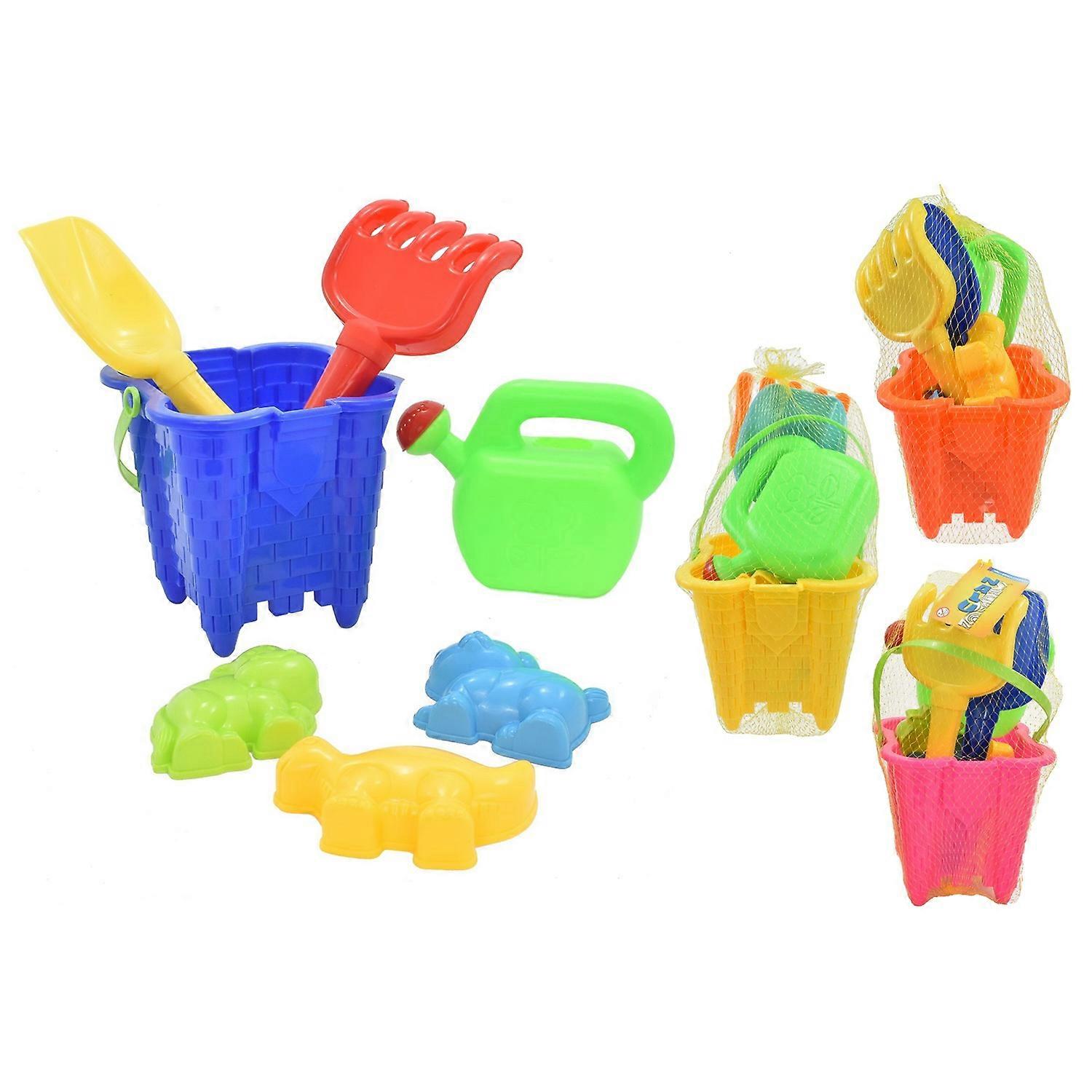 7 Piece Square Sand Castle Beach Bucket Set