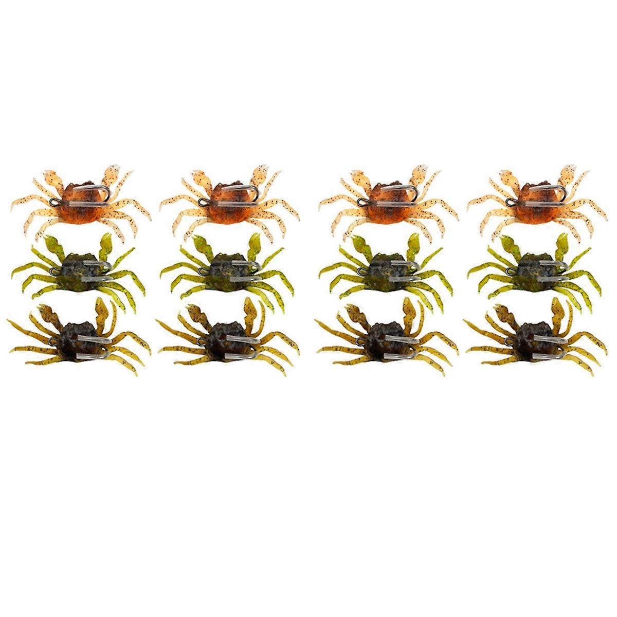 12pcs Cranka Crab Lure Crab Bait 3D Simulated Crab Soft Lure with Double Hooks for Fishing Accessori