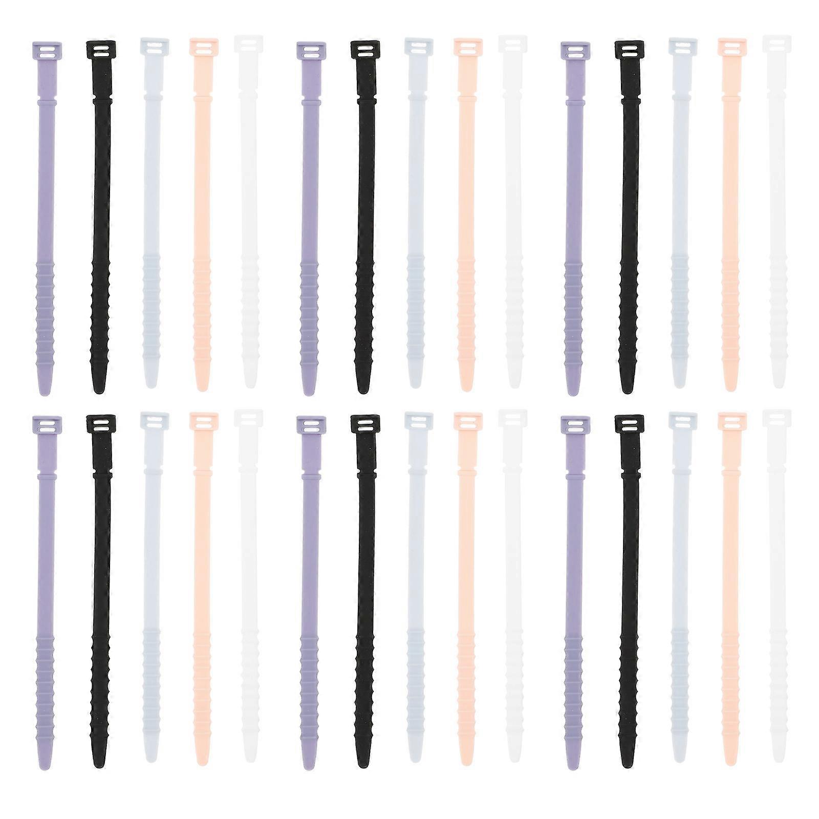 Compact Zip Ties Silicone Material for Office Use Cord Management 40Pcs