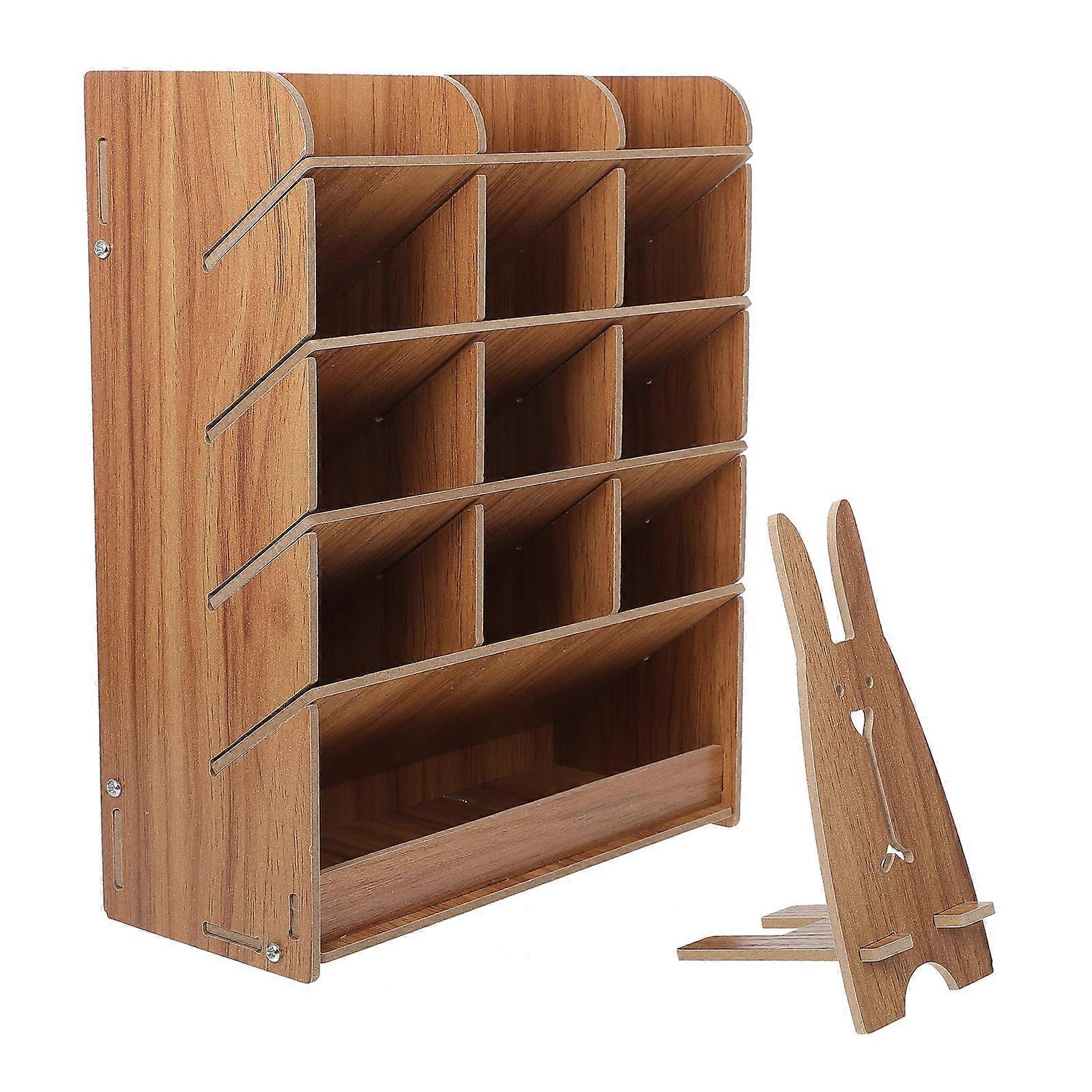 Pen Stand for Desk Household Large-Capacity Pen Organizer Rectangular Supplies 1Set