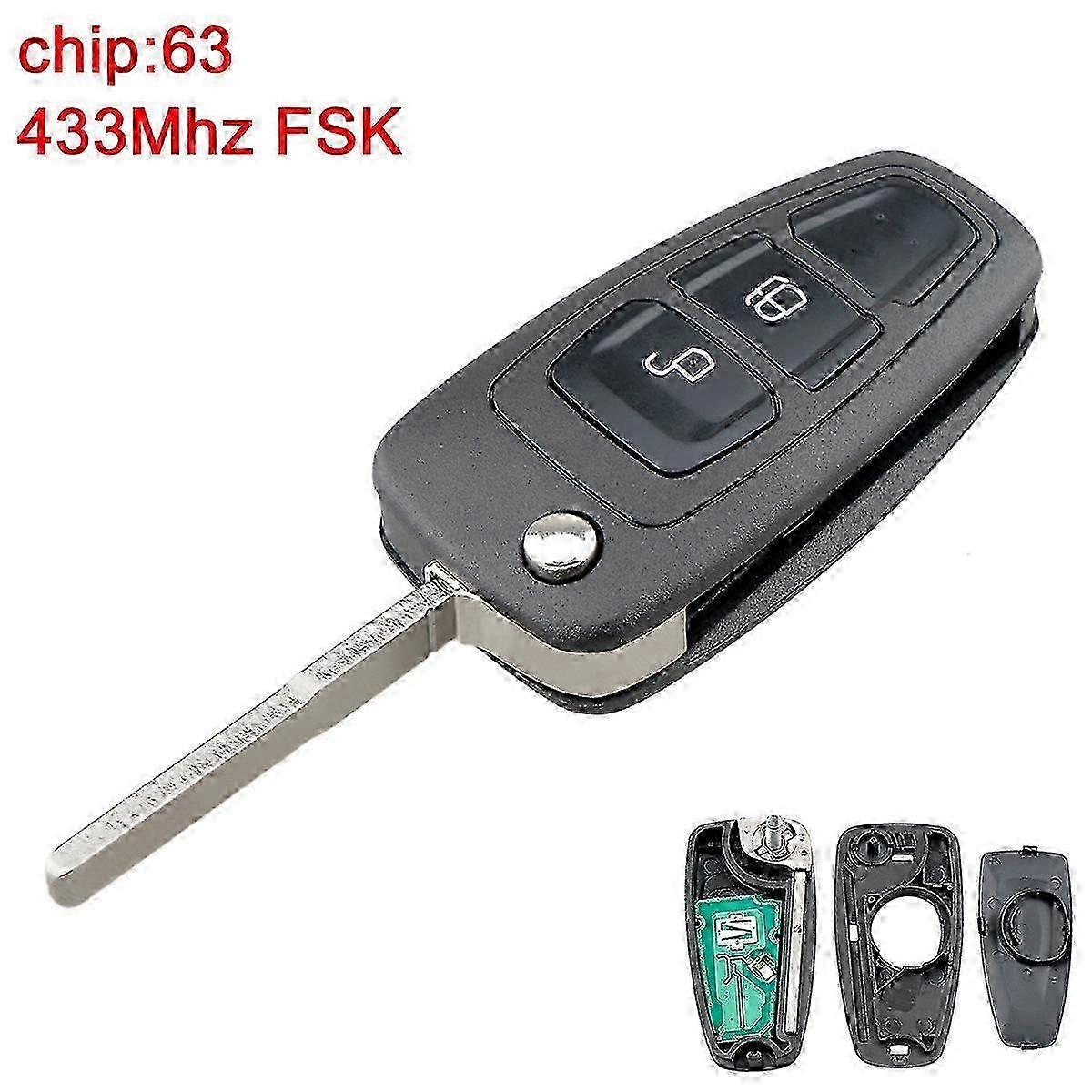 433MHz Key Fob Keyless Entry Remote Replacement Compatible with Certain Models of Ford Ranger and Focus from 2012 to 2015 Featuring 4D63 Chi