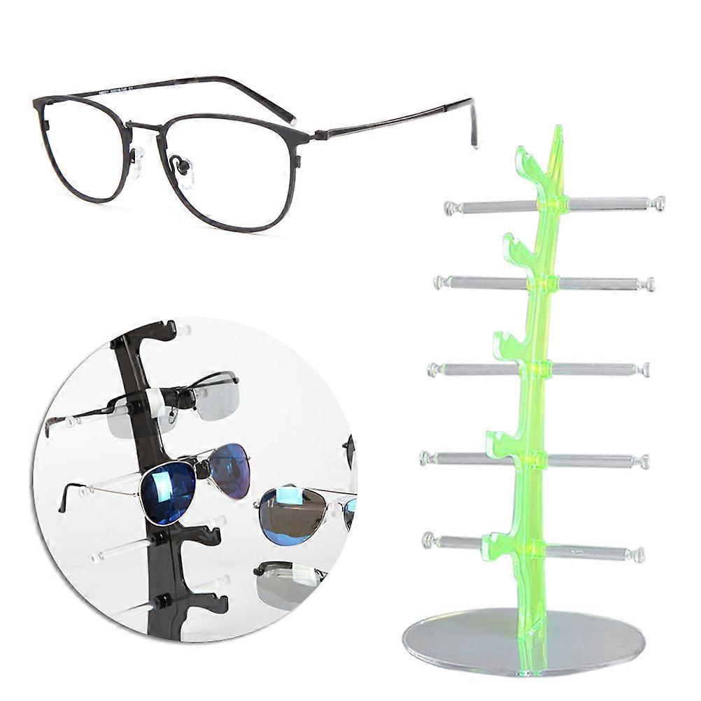 Sunglasses Organizer Holder Stand Light Green Sailboat Shape Acrylic Portable Use 5Pairs