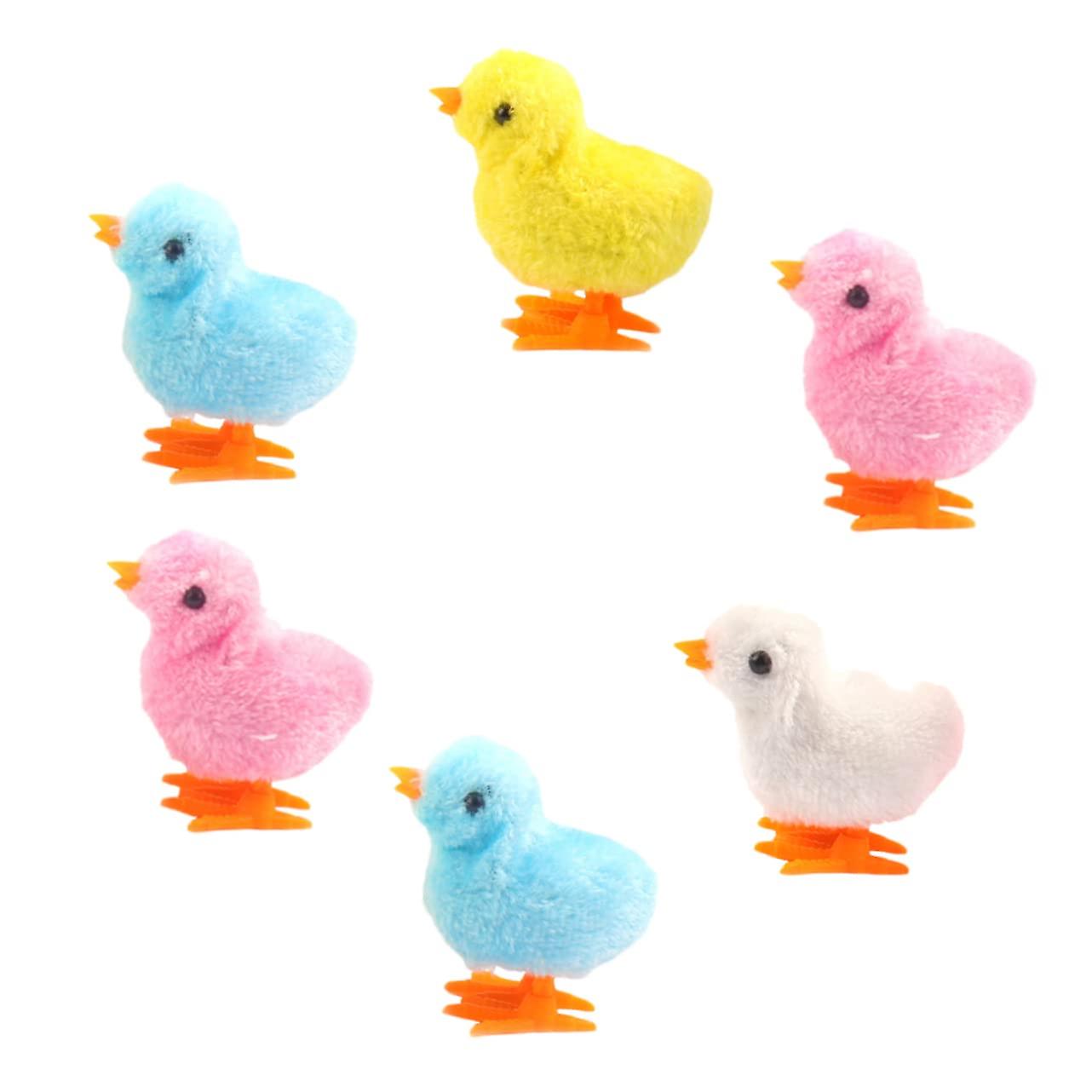 6 Pieces Plush Chick Wind-Up Toy Funny Jumping Chickens for Easter Toddlers Compact Design Travel Friendly