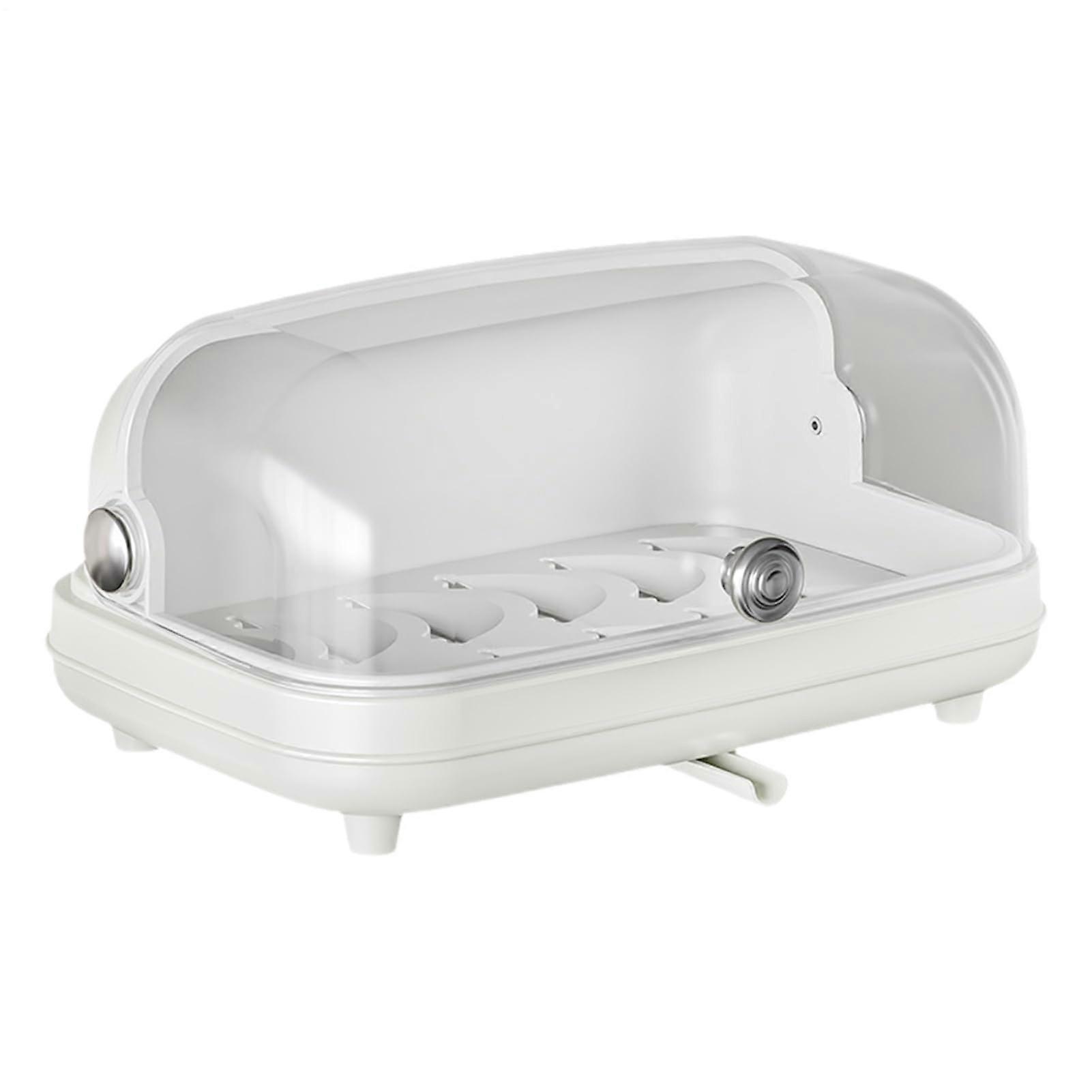 Generic Organizer shelf for tea set – transparent box with lid, cups and teapot with drip tray for kitchen, home, tea room, clear