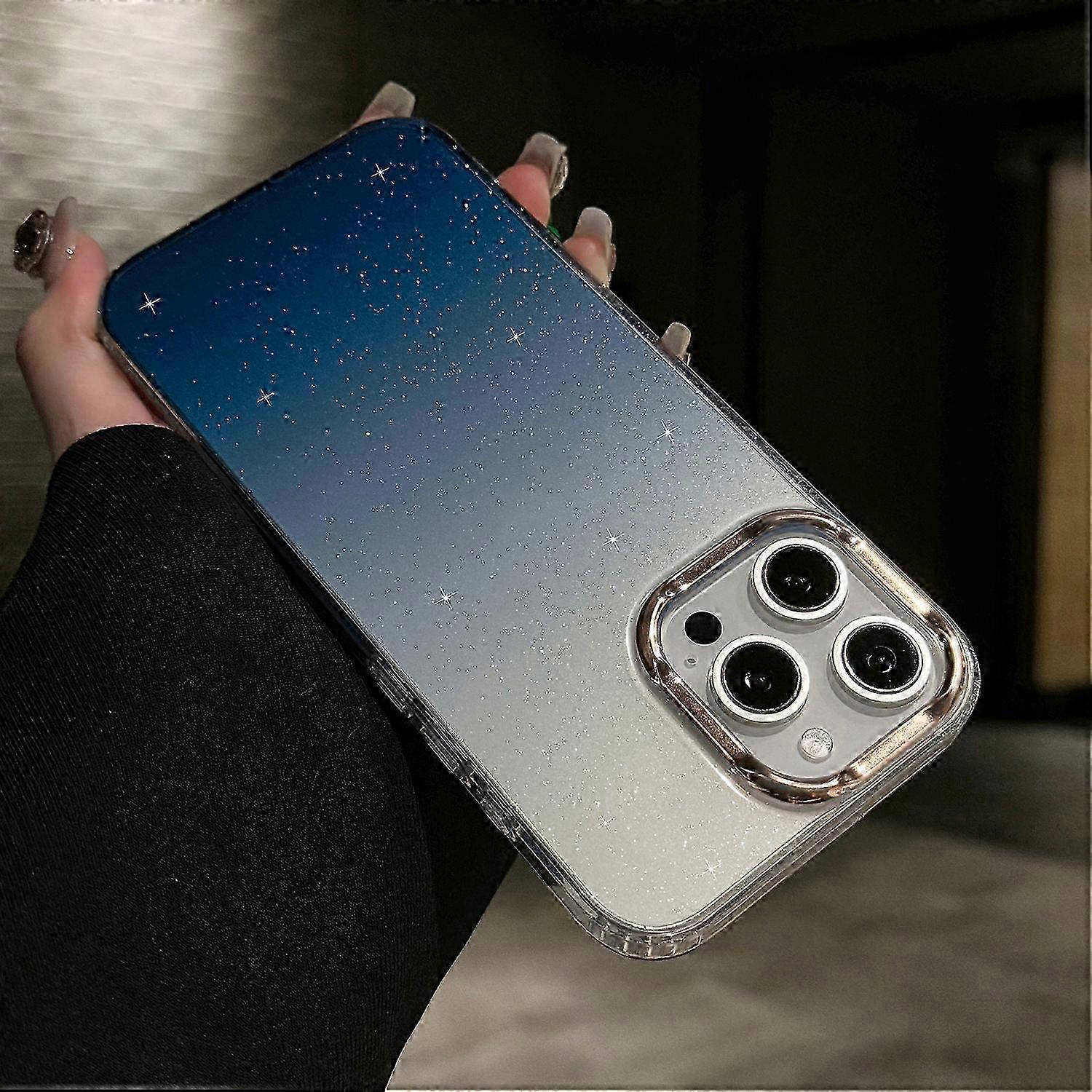 For an iPhone 16 Pro Case IMD Gradient Glitter PC+TPU Protective Phone Cover