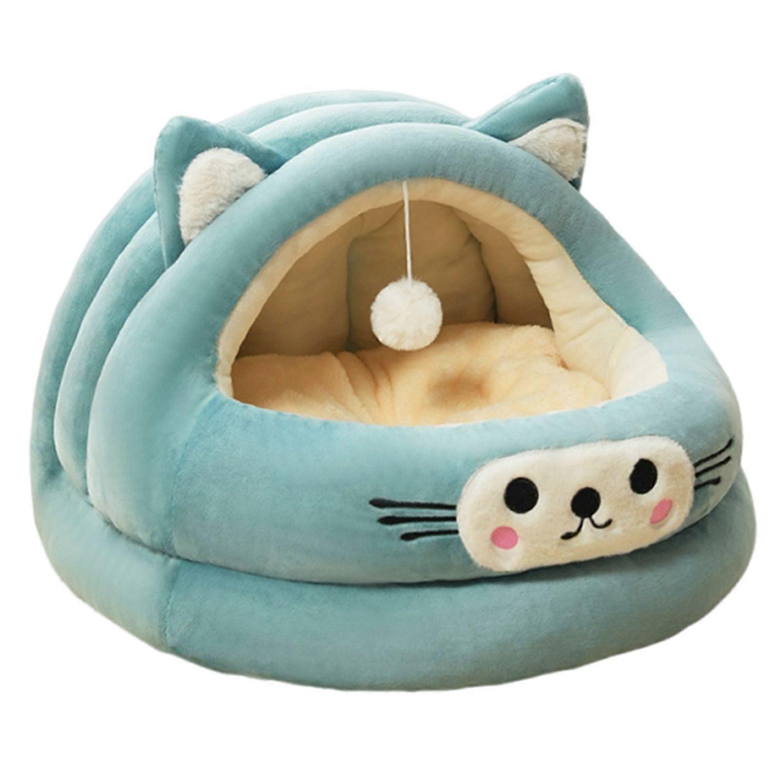 Winter Warm Cat & Dog Bed, Semi-Enclosed Plush Pet Nest, All-Season Thickened Cozy Mat for Small Pets