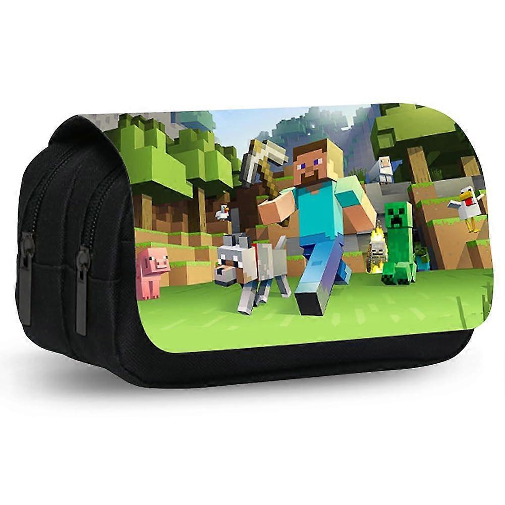 Stationery Organiser Large Capacity Pencil Case for Boys, Green Video Game Design, Multi-Compartment School Supplies Storage