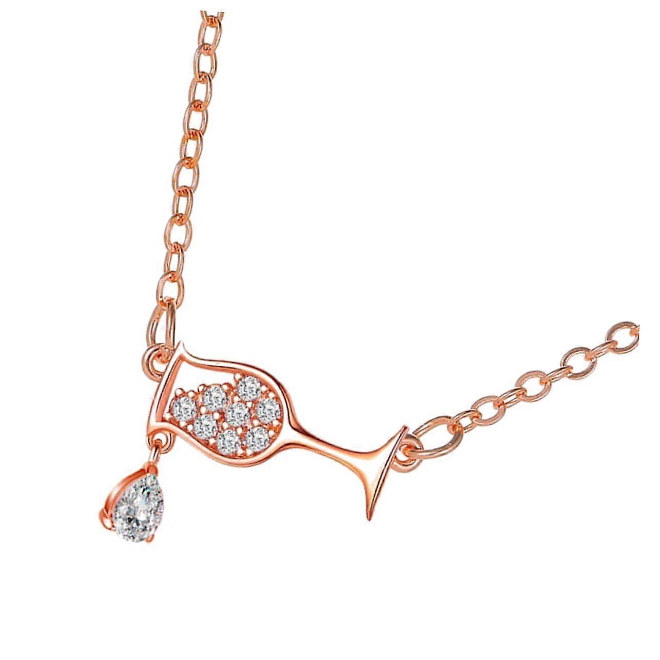 1 Piece Cup Pendant Necklace Color Trendy Women's Necklace Jewelry Collarbone Chain Zircon Necklace Women's Necklace Copper Rose Gold
