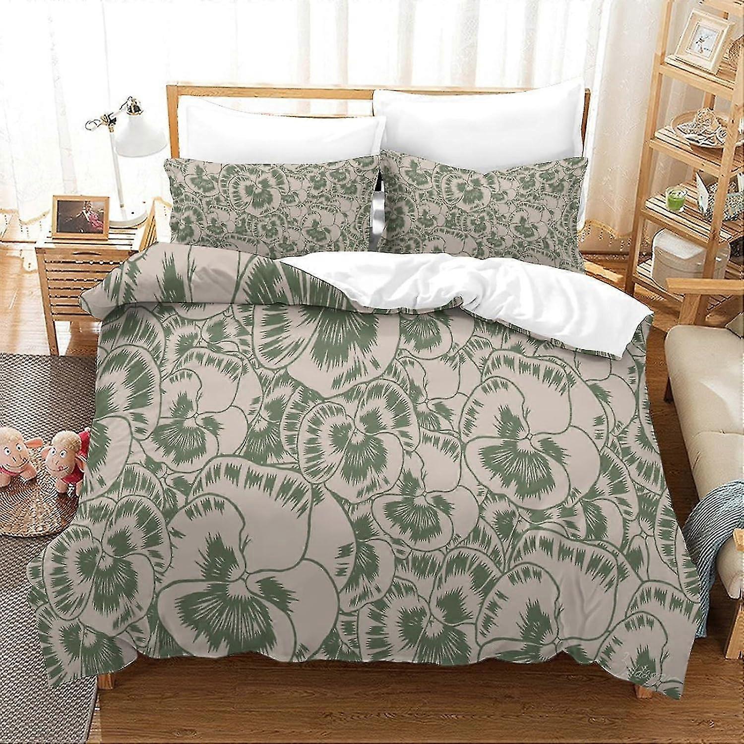 Floral Printed Double Size Bedding Set with Super Soft Hypoallergenic Microfiber Duvet Cover and Pillowcase