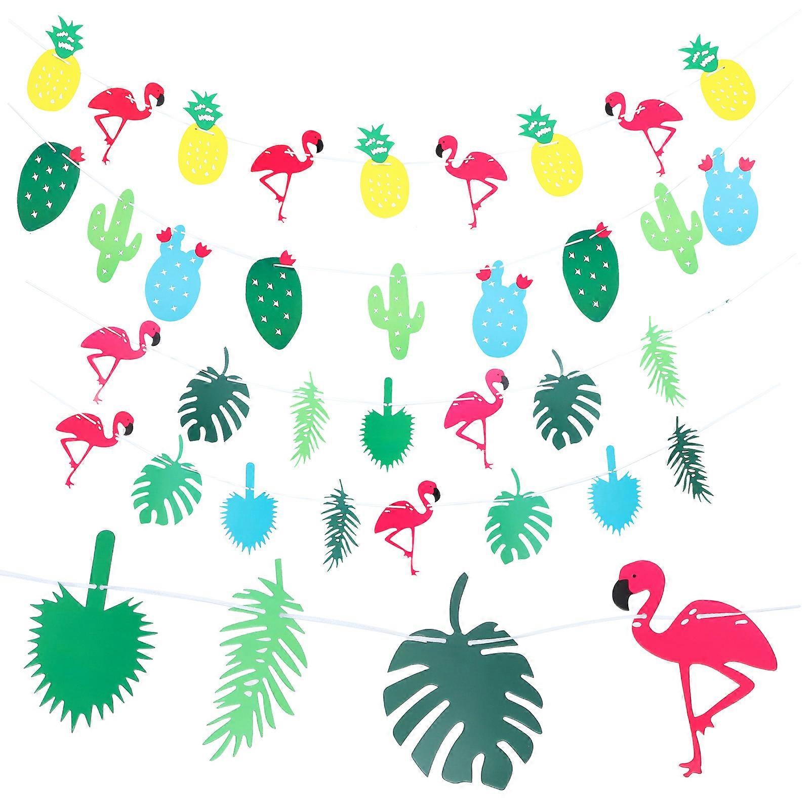 Colorful Pennant Banner Hawaiian Triangle Banner Home Decoration 4Pcs