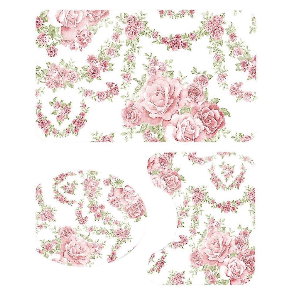 Bathroom Rug Mat Long-Term Use Without Deformation Rectangular Shape Pink 45 X 37Cm 3Pcs