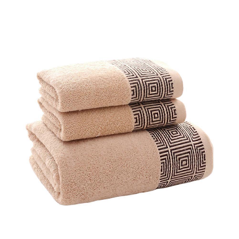 Absorbent Bath Towel Large Cotton Towel for Spa Use Stylish Coffee 140x70x1.5cm 3Pcs