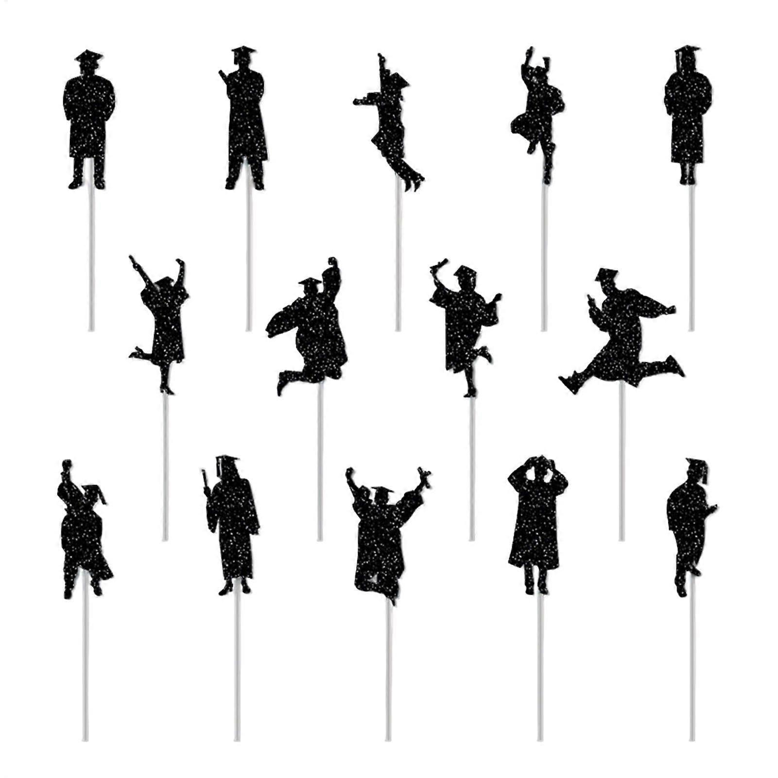 Graduation Cupcake Toppers – Paper Graduation, Appetizer Skewers, Cupcake Decorations, Set of 14 Decorative Appetizer Picks