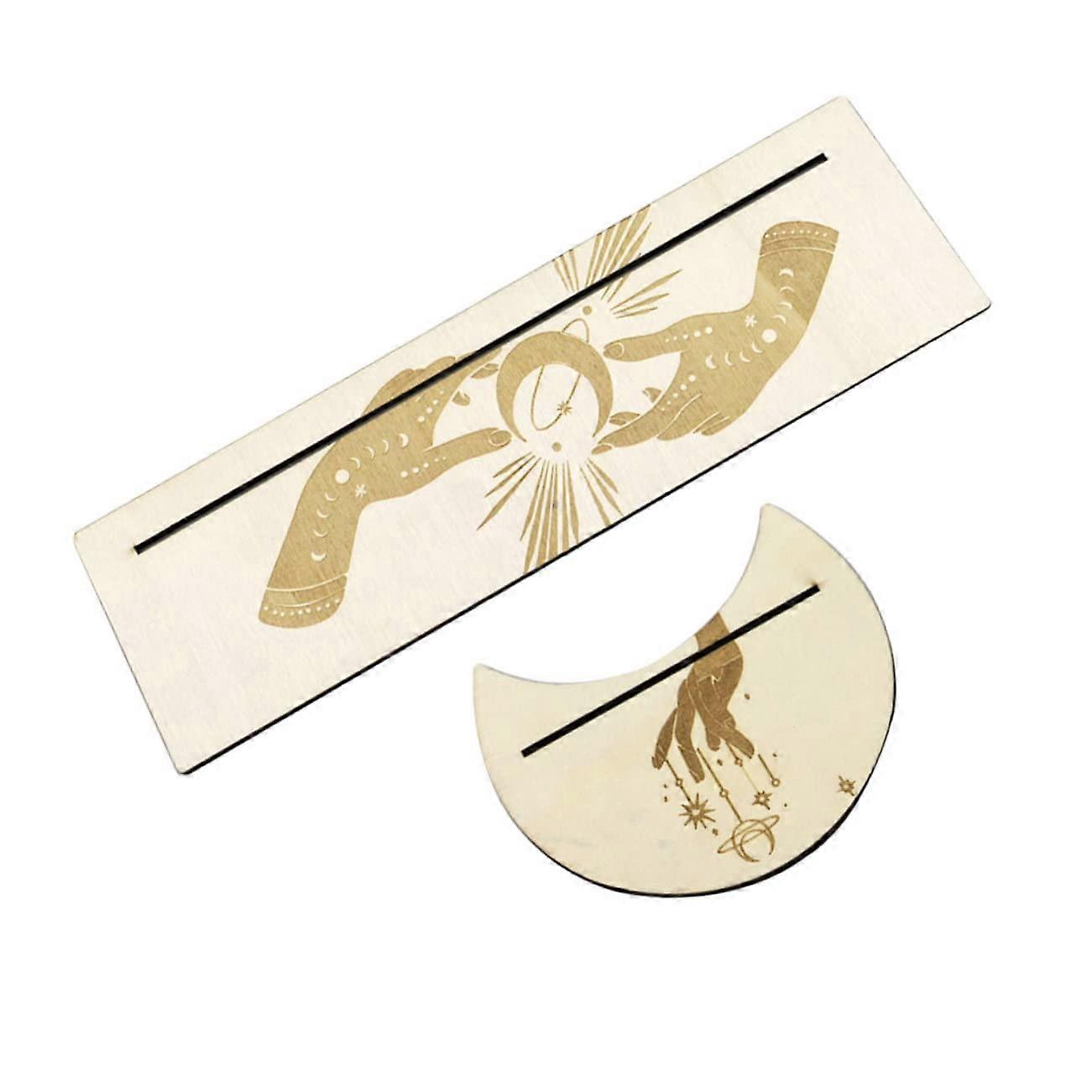 1Satz Wooden Tarot Card Stand Handcrafted Card Holder for Altar Divination Tools in Moon Design Compact and SpaceSaving for Home Restaurants and Bars
