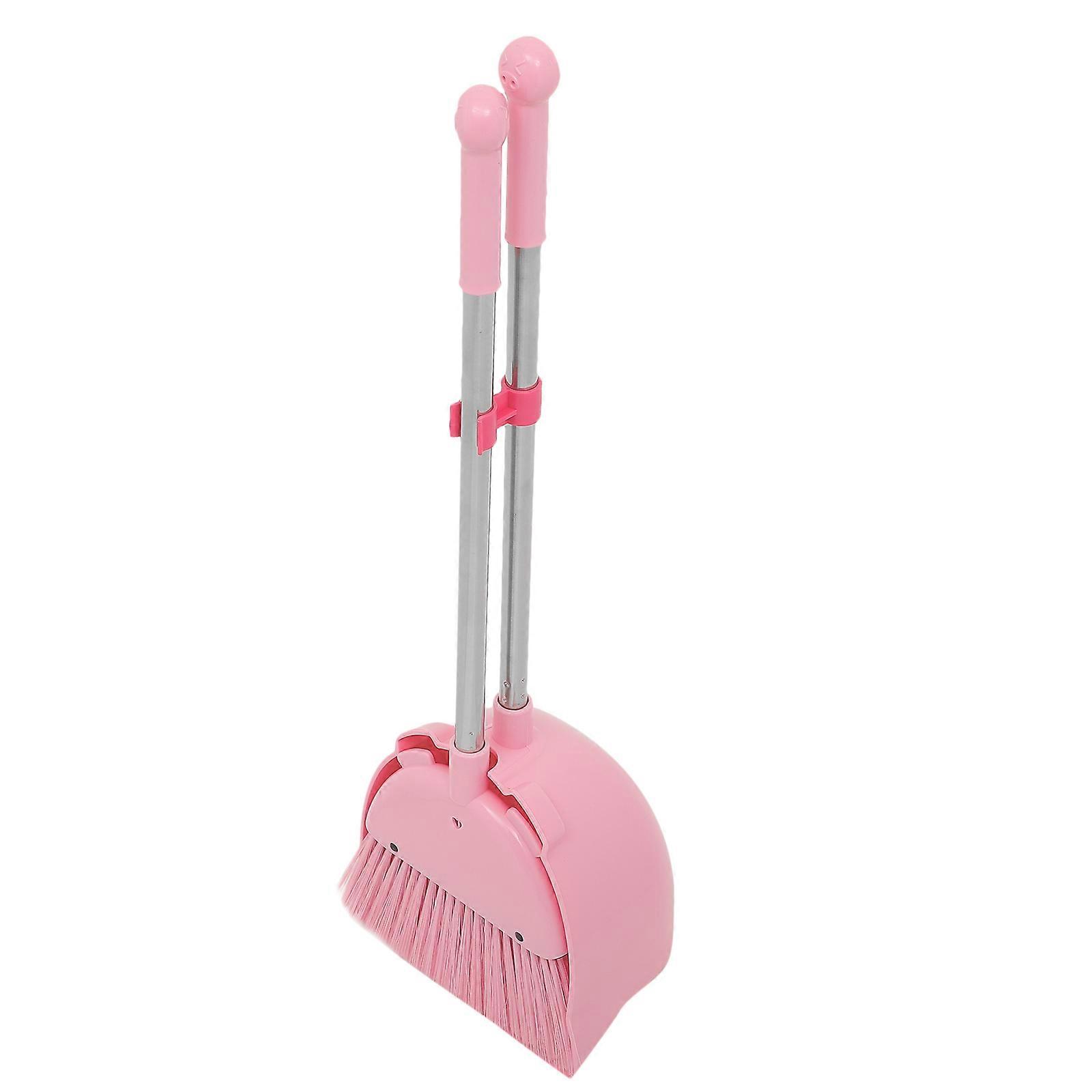 Child Broom And Dustpan Set Toddler Small Broom Set Pink Ergonomic Design Dust Collection Parent-Child Activities 1Set