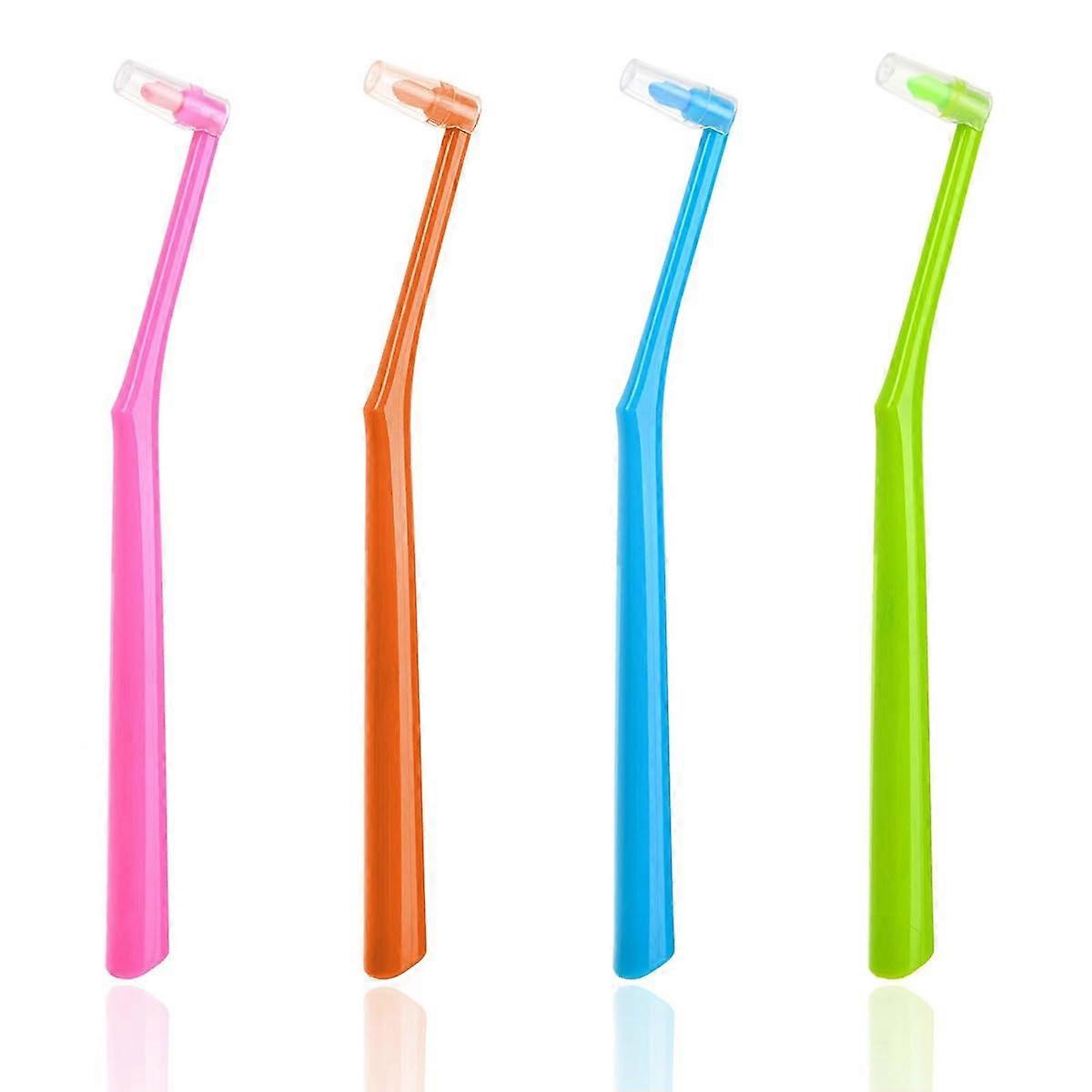Tuft Toothbrushes Slim Interspace Toothbrushes for Orthodontic Braces, Soft Bristles, Compact Design, Pack of 4