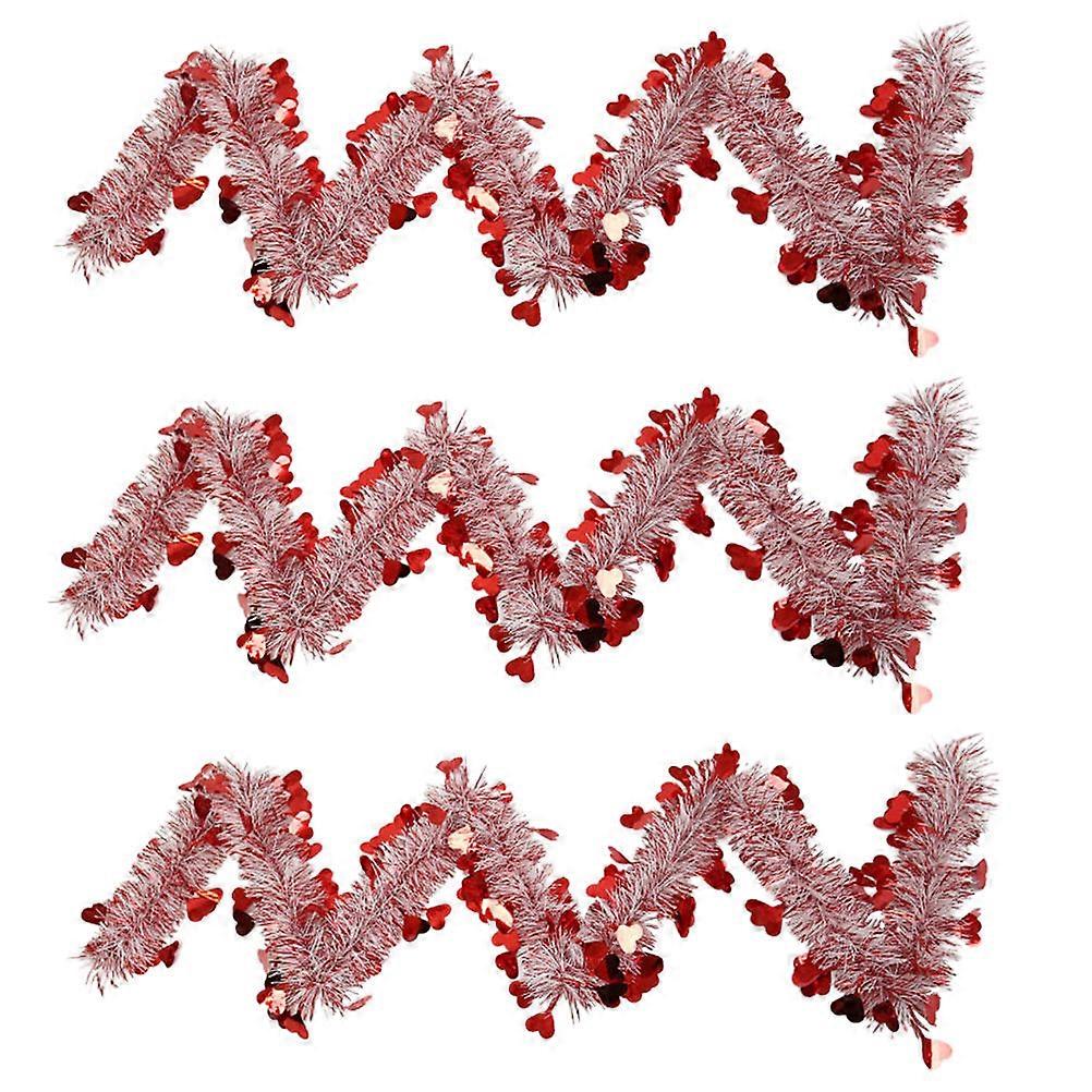 Valentine's Day Colored Strips Adornment Heart Modeling Romantic Themed Scenes 200x8.5cm Plastic 3Pcs