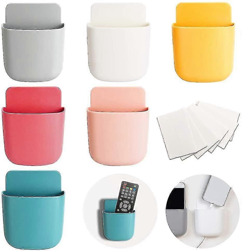 New- 6 Piece Remote Control Holder Organizer, Self-adhesive Remote Control Box, Wall