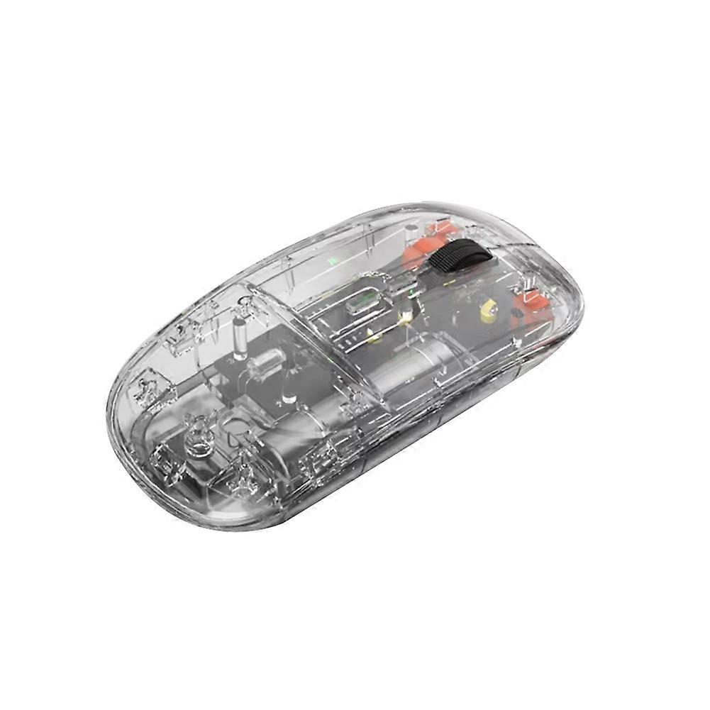 2400DPI Bluetooth Mouse Full Transparent Cool Silent Dual Mode 2.4G500Ah Rechargeable Ergonomic Universal Black
