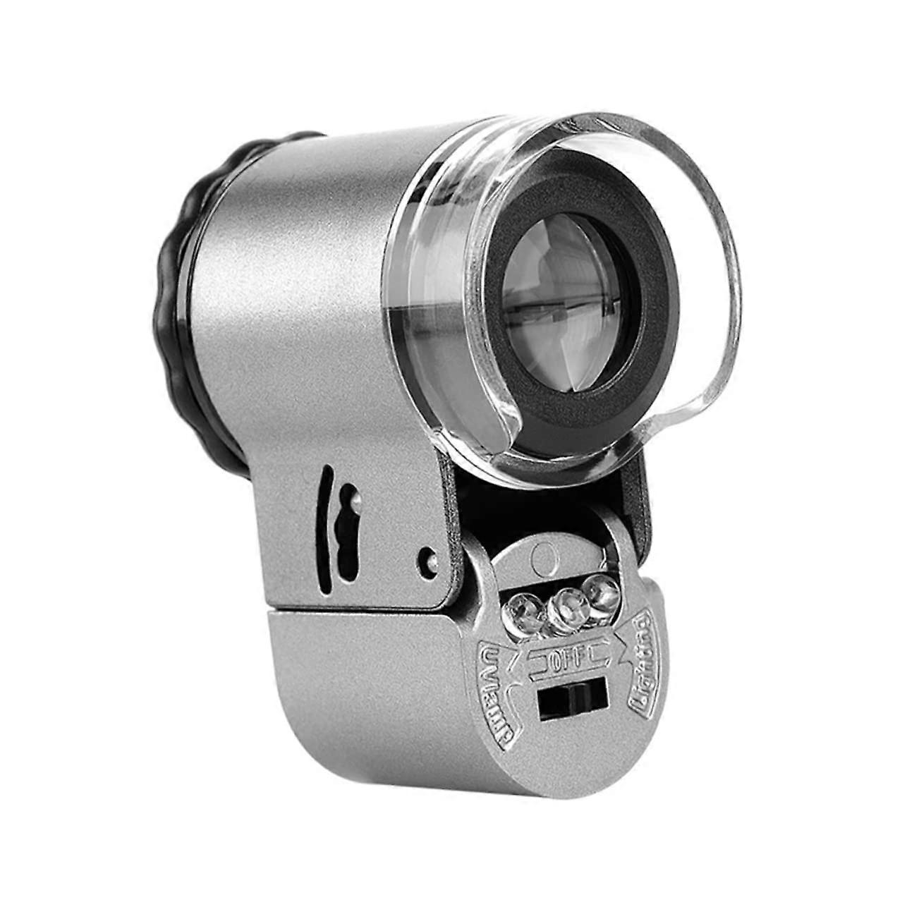 Portable Magnifying Glass 50x Microscope Light Jeweler's Lamp for Currency Mini Glass for Detecting Counterfeits
